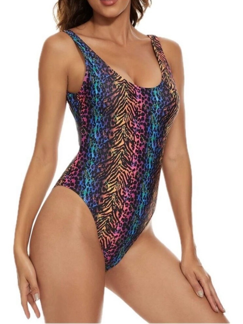 Miaiulia Multicolor Animal-Print One-Piece Swimsuit Size Large NWT